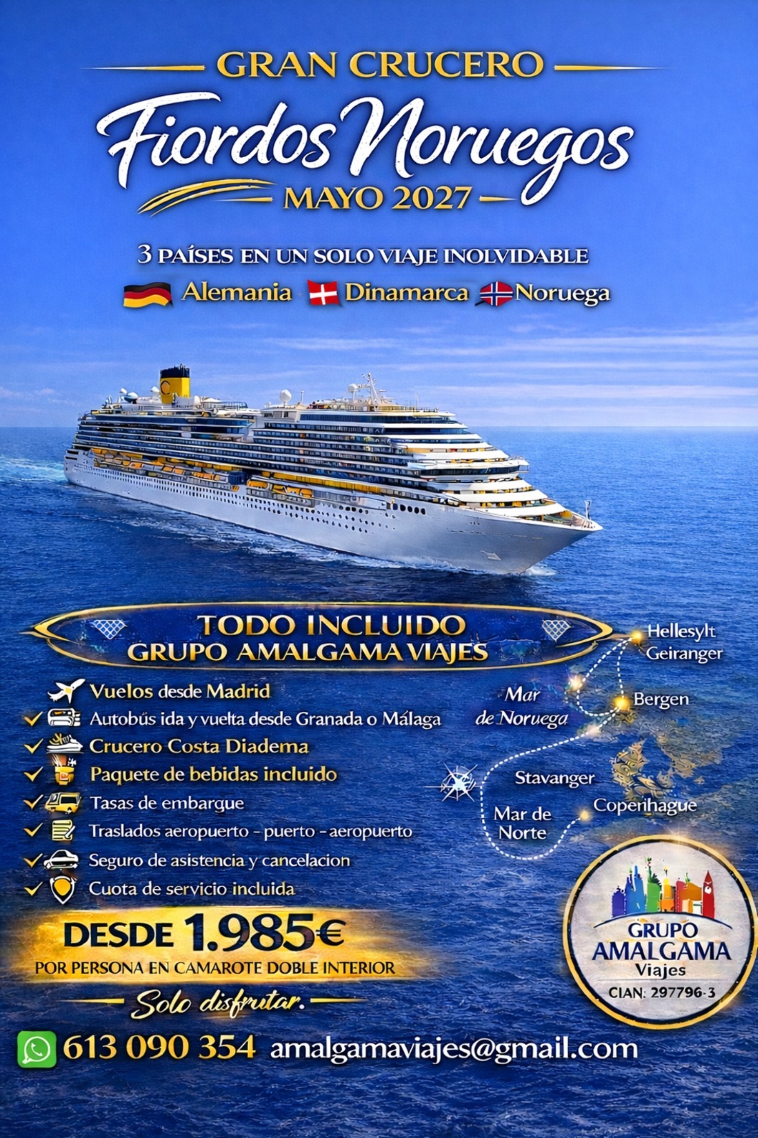 GRAN CRUCERO FIORDOS NORUEGOS – MAYO 2027